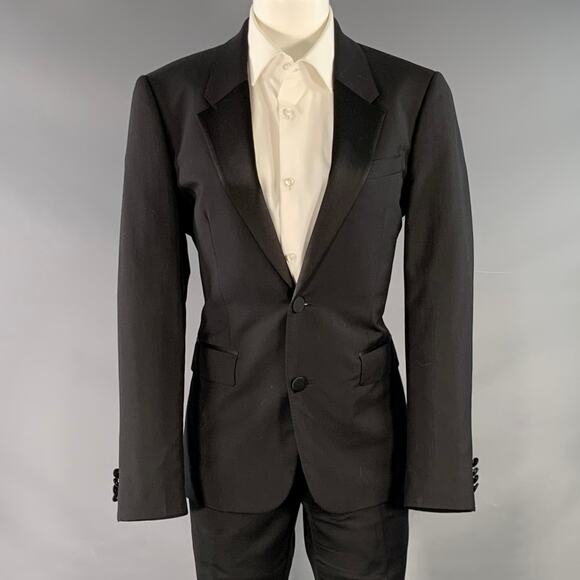 BURBERRY PRORSUM Size 36 Black Wool Mohair Silk Notch Lapel Suit - Picture 1 of 16